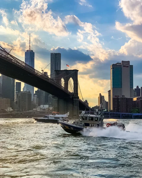 Brooklyn Köprüsü New York Manhattan Brooklyn Ilçeleri Arasında East River — Stok fotoğraf