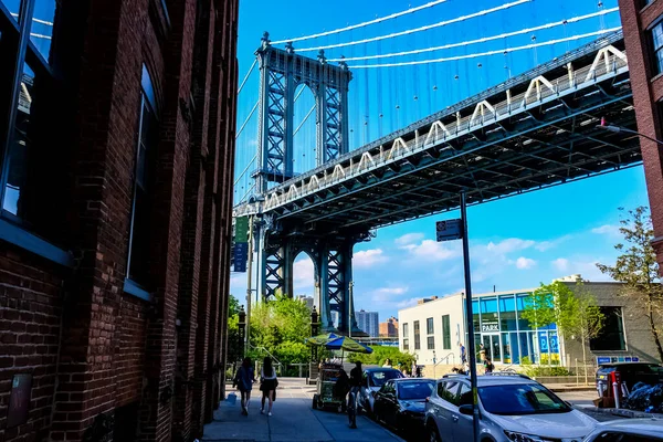 Manhattan Bridge Most Wiszący Który Przecina East River Nowym Jorku — Zdjęcie stockowe