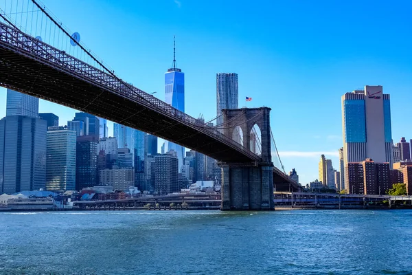 Ponte Brooklyn Uma Ponte Nova Iorque Abrangendo East River Entre — Fotografia de Stock