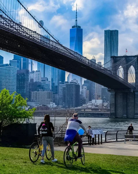 Most Brookliński Jest Mostem Nowym Jorku Rozciągającym Się East River — Zdjęcie stockowe