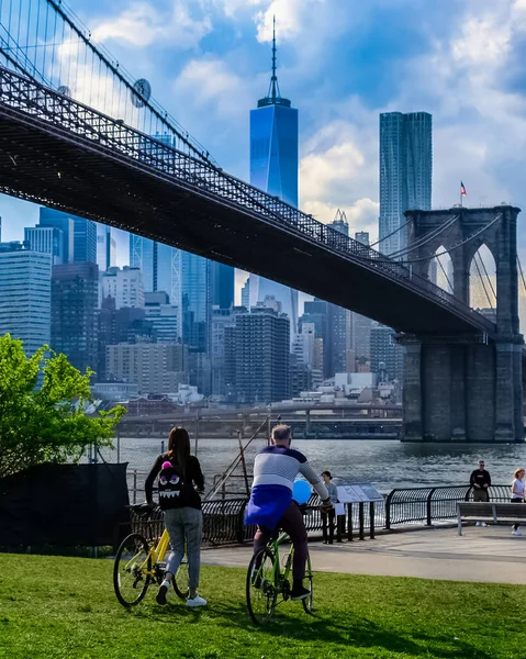 Most Brookliński Jest Mostem Nowym Jorku Rozciągającym Się East River — Zdjęcie stockowe