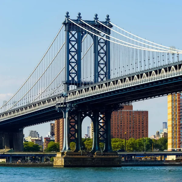 Ponte Manhattan Uma Ponte Suspensa Que Atravessa East River Nova — Fotografia de Stock