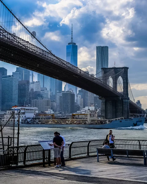 Brooklyn Köprüsü New York Manhattan Brooklyn Ilçeleri Arasında East River — Stok fotoğraf