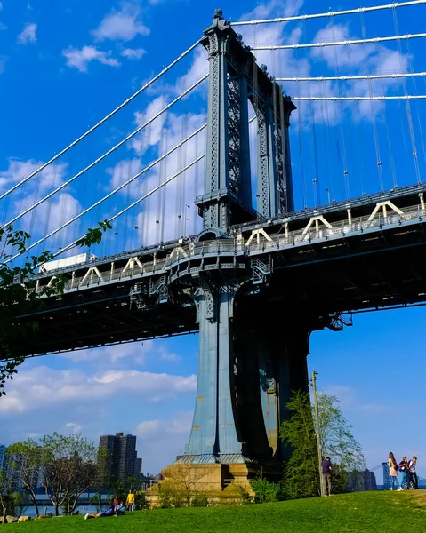 Ponte Manhattan Uma Ponte Suspensa Que Atravessa East River Nova — Fotografia de Stock
