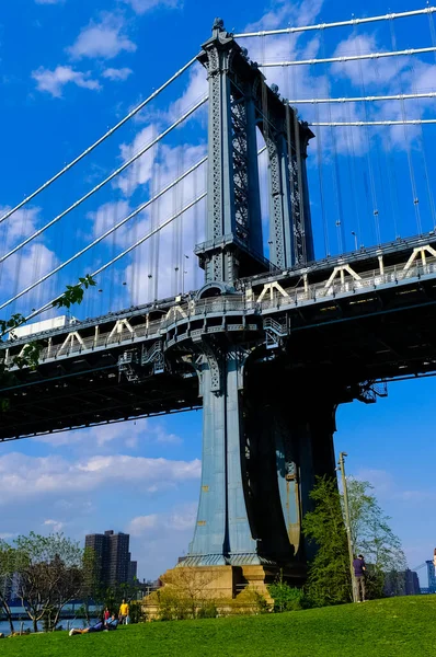 Manhattan Bridge Most Wiszący Który Przecina East River Nowym Jorku — Zdjęcie stockowe