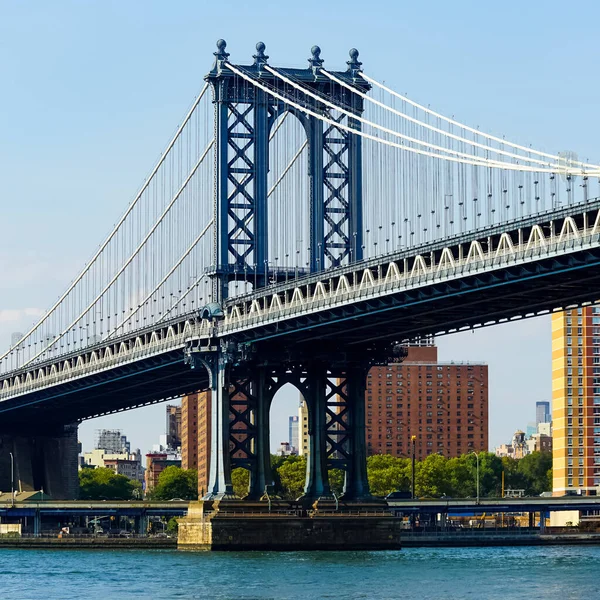 Ponte Manhattan Uma Ponte Suspensa Que Atravessa East River Nova — Fotografia de Stock