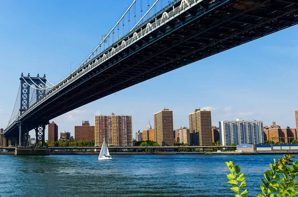 Ponte Manhattan Uma Ponte Suspensa Que Atravessa East River Nova — Fotografia de Stock