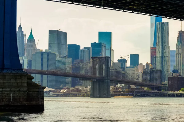 Ponte Brooklyn Uma Ponte Nova Iorque Abrangendo East River Entre — Fotografia de Stock