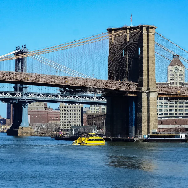 Brooklyn Bridge Bro New York City Som Sträcker Sig Över — Stockfoto