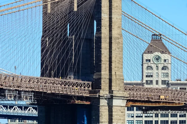 Ponte Brooklyn Uma Ponte Nova Iorque Abrangendo East River Entre — Fotografia de Stock