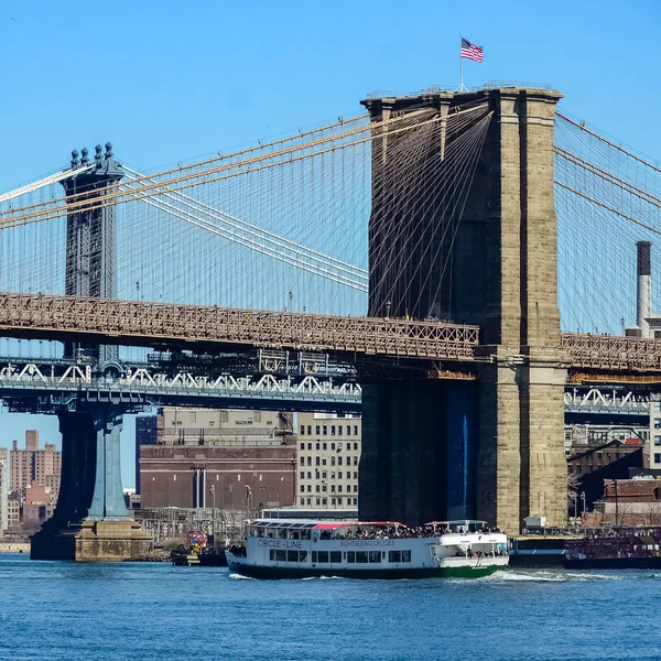 Brooklyn Köprüsü New York Manhattan Brooklyn Ilçeleri Arasında East River — Stok fotoğraf