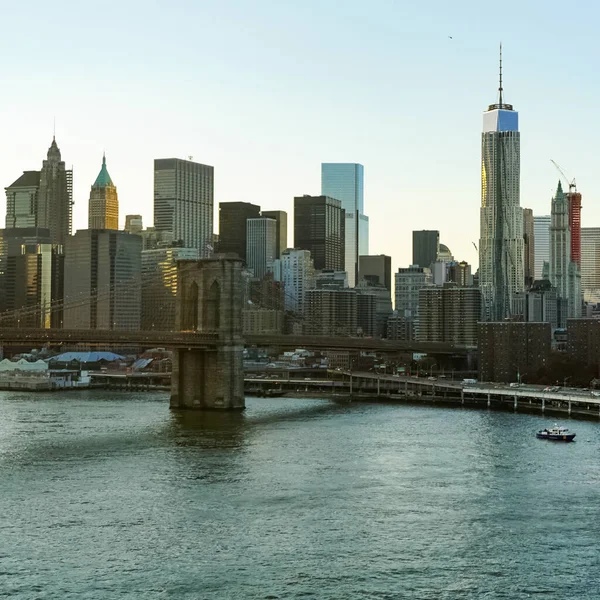 Ponte Brooklyn Uma Ponte Nova Iorque Abrangendo East River Entre — Fotografia de Stock