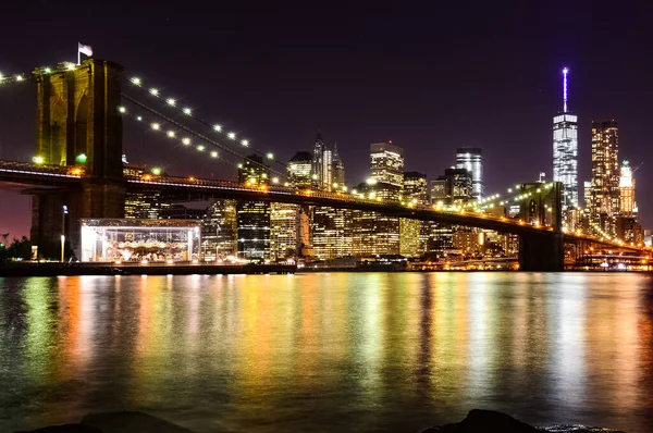 Brooklyn Köprüsü New York Manhattan Brooklyn Ilçeleri Arasında East River — Stok fotoğraf