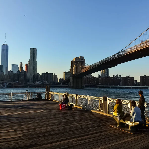 Most Brookliński Jest Mostem Nowym Jorku Rozciągającym Się East River — Zdjęcie stockowe