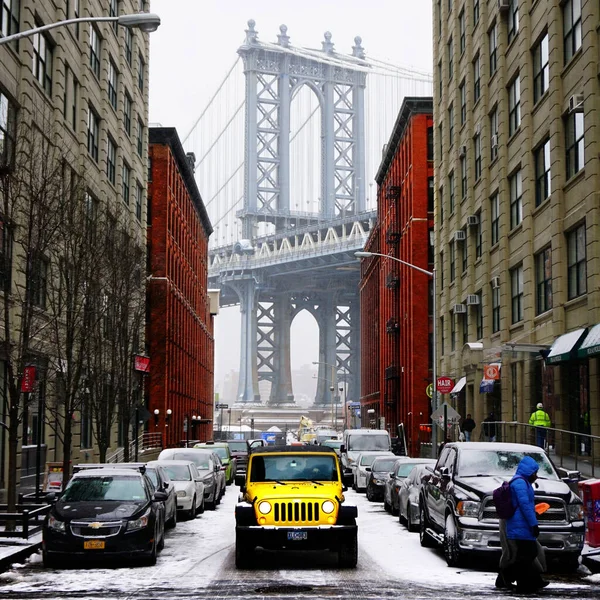 Manhattan Bridge Hängbro Som Korsar East River New York City — Stockfoto