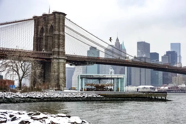 Brooklynský Most Most New Yorku Přes East River Mezi Městy — Stock fotografie