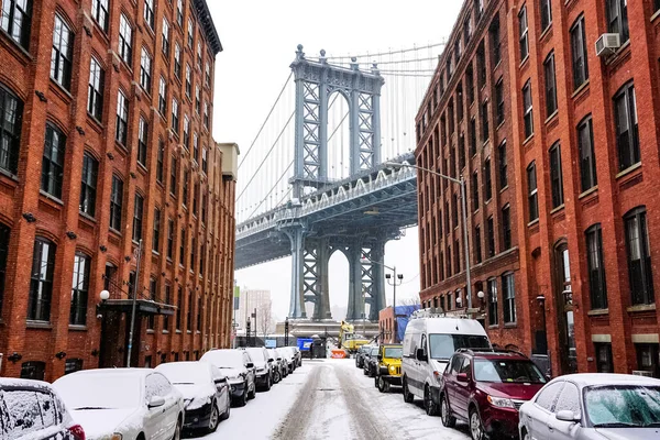 Manhattan Bridge Een Hangbrug East River New York City Die — Stockfoto