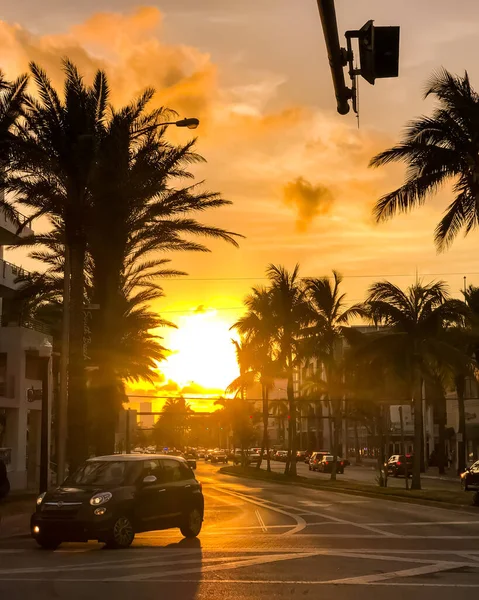 Miami South Beach Durante Pôr Sol Miami Florida — Fotografia de Stock