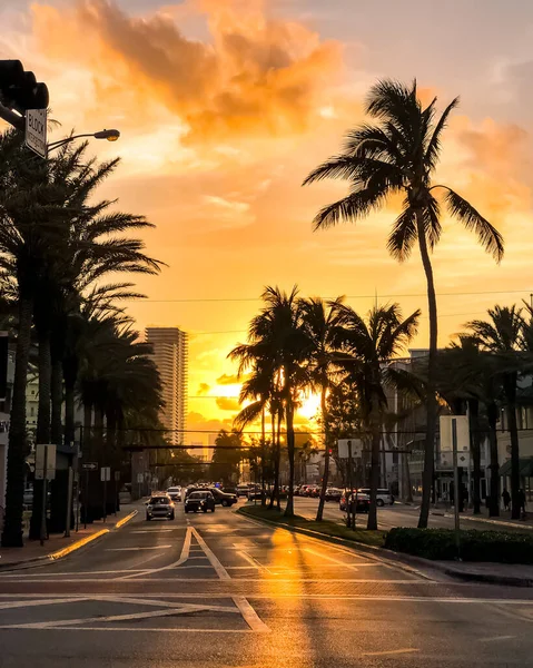 Miami South Beach Bij Zonsondergang Miami Florida — Stockfoto