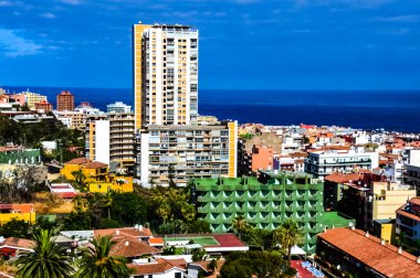 Puerto de la Cruz şehri Tenerife, Kanarya Adaları, İspanya.