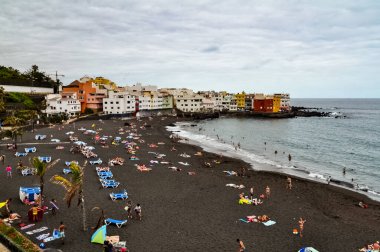 Puerto de la Cruz şehri Tenerife, Kanarya Adaları, İspanya.