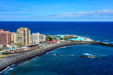 Puerto de la Cruz şehri Tenerife, Kanarya Adaları, İspanya.