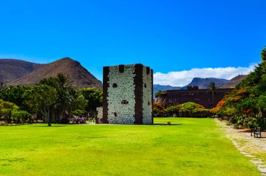 La Gomera ada manzarası, Spains Kanarya Adası 'nın en küçük ikinci adasıdır. La Gomera, İspanya.
