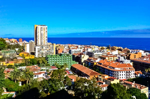 Puerto Cruz Város Tenerife Kanári Szigetek Spanyolország — Stock Fotó