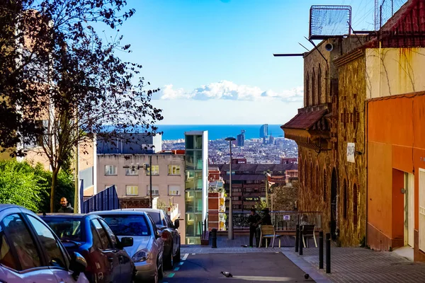 Barcelonas Stadspanorama Och Gatuvy Barcelona Spanien — Stockfoto