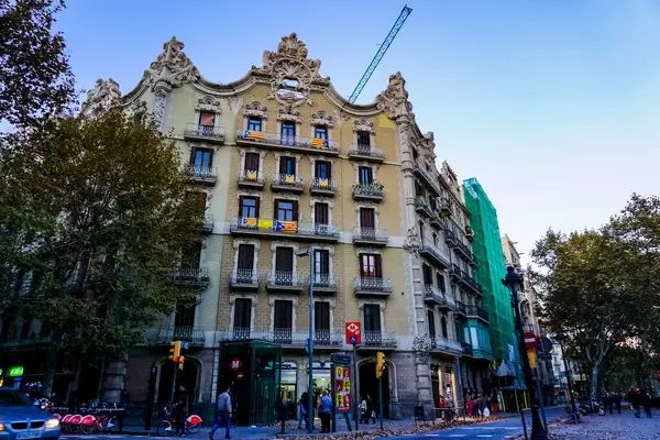 Panorama Della Città Barcellona Vista Sulla Strada Barcellona Spagna — Foto Stock