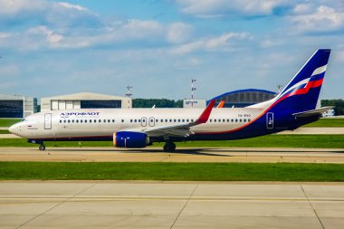 Aeroflot - Rus Havayolları Boeing 737-800 Moskova, Rusya 'daki Sheremetyevo Uluslararası Havalimanı' nda.