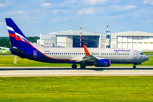 Аэрофлот Russian Airlines Boeing 737 800 Международном Аэропорту Шереметьево Москве — стоковое фото