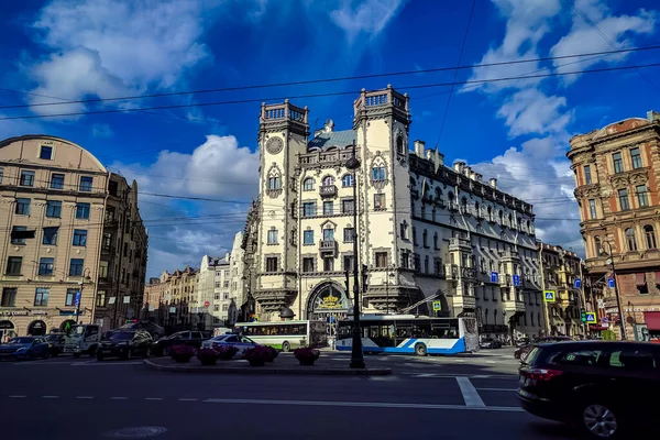 Sankt Petersburg Panorama Med Historiska Byggnader Arkitektur Gator Och Kanaler — Stockfoto