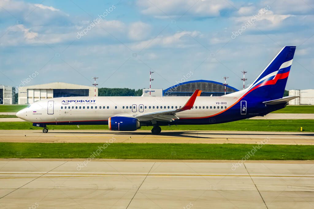 Aeroflot - Russian Airlines Boeing 737-800 at the Sheremetyevo International Airport in Moscow, Russia.