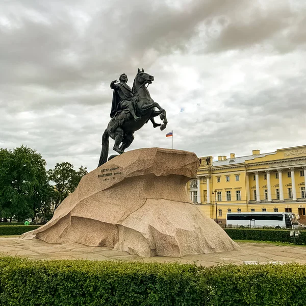 Бронзовий Вершник Кінна Статуя Петра Великого Площі Сенату Санкт Петербурзі — стокове фото