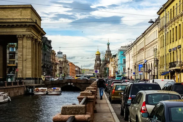 Sankt Petersburg Panorama Med Historiska Byggnader Arkitektur Gator Och Kanaler — Stockfoto