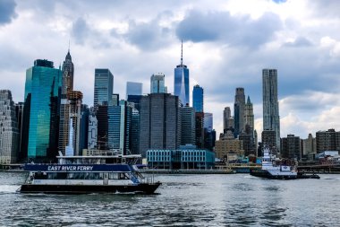 New York City Manhattan silueti manzarası. Manhattan, New York.