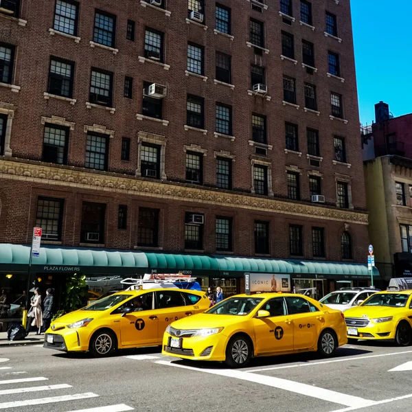 Панорама Манхэттена Желтыми Такси Нью Йорка Улицах Манхэттен — стоковое фото