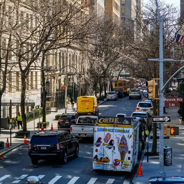 Panorama Ulicy Nowy Jork Manhattan Żółtymi Taksówkami Nowego Jorku Ulicach — Zdjęcie stockowe
