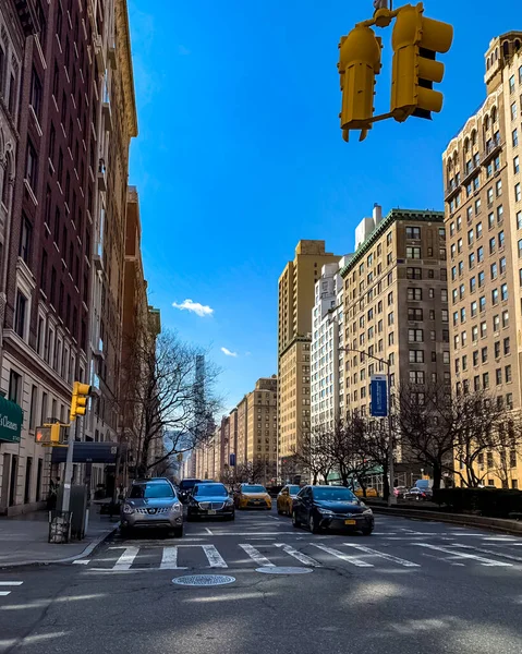 New York City Manhattan Straat Panorama Met Gele Taxi New — Stockfoto