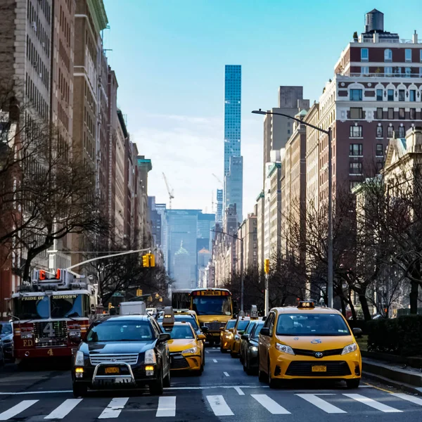New York City Manhattan Sokak Panoraması Sokakta Sarı New York — Stok fotoğraf