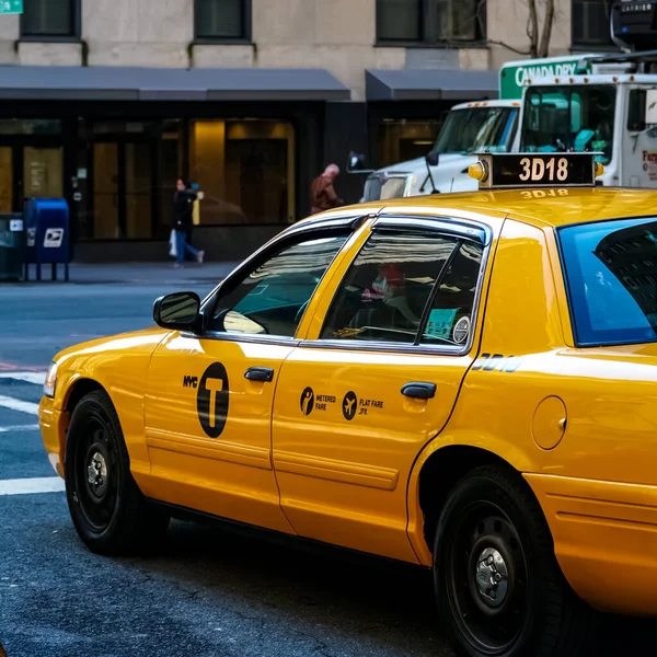 Nova Iorque Panorama Rua Manhattan Com Táxis Amarelos Nova Iorque — Fotografia de Stock