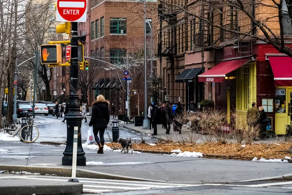 New York City Manhattan Straat Panorama Met Gele Taxi New — Stockfoto