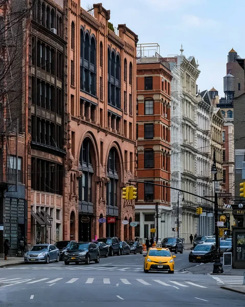 Nova Iorque Panorama Rua Manhattan Com Táxis Amarelos Nova Iorque — Fotografia de Stock