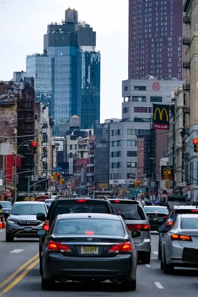 Nova Iorque Panorama Rua Manhattan Com Táxis Amarelos Nova Iorque — Fotografia de Stock