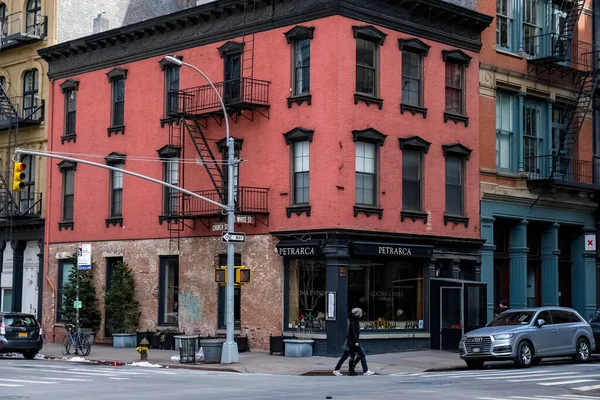 Nova Iorque Panorama Rua Manhattan Com Táxis Amarelos Nova Iorque — Fotografia de Stock