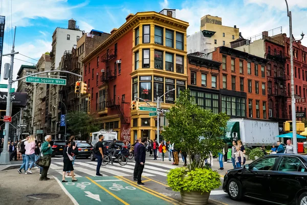 New York City Manhattan Street Panorama Con Taxi Gialli New — Foto Stock