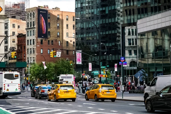 New York City Manhattan Straat Panorama Met Gele Taxi New — Stockfoto