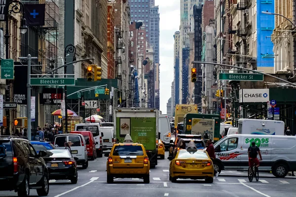 Nova Iorque Panorama Rua Manhattan Com Táxis Amarelos Nova Iorque — Fotografia de Stock