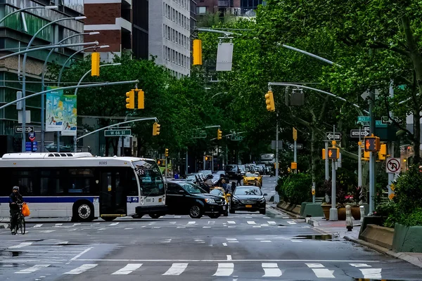 New York Manhattan Panorama Paysage Rue Avec Taxis Jaunes Manhattan — Photo